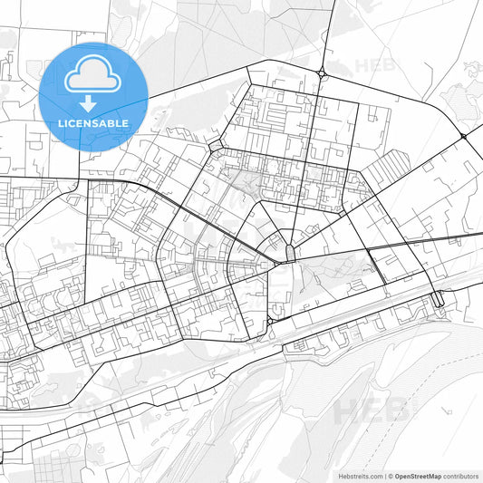 Vector PDF map of Dzerzhinsk, Russia