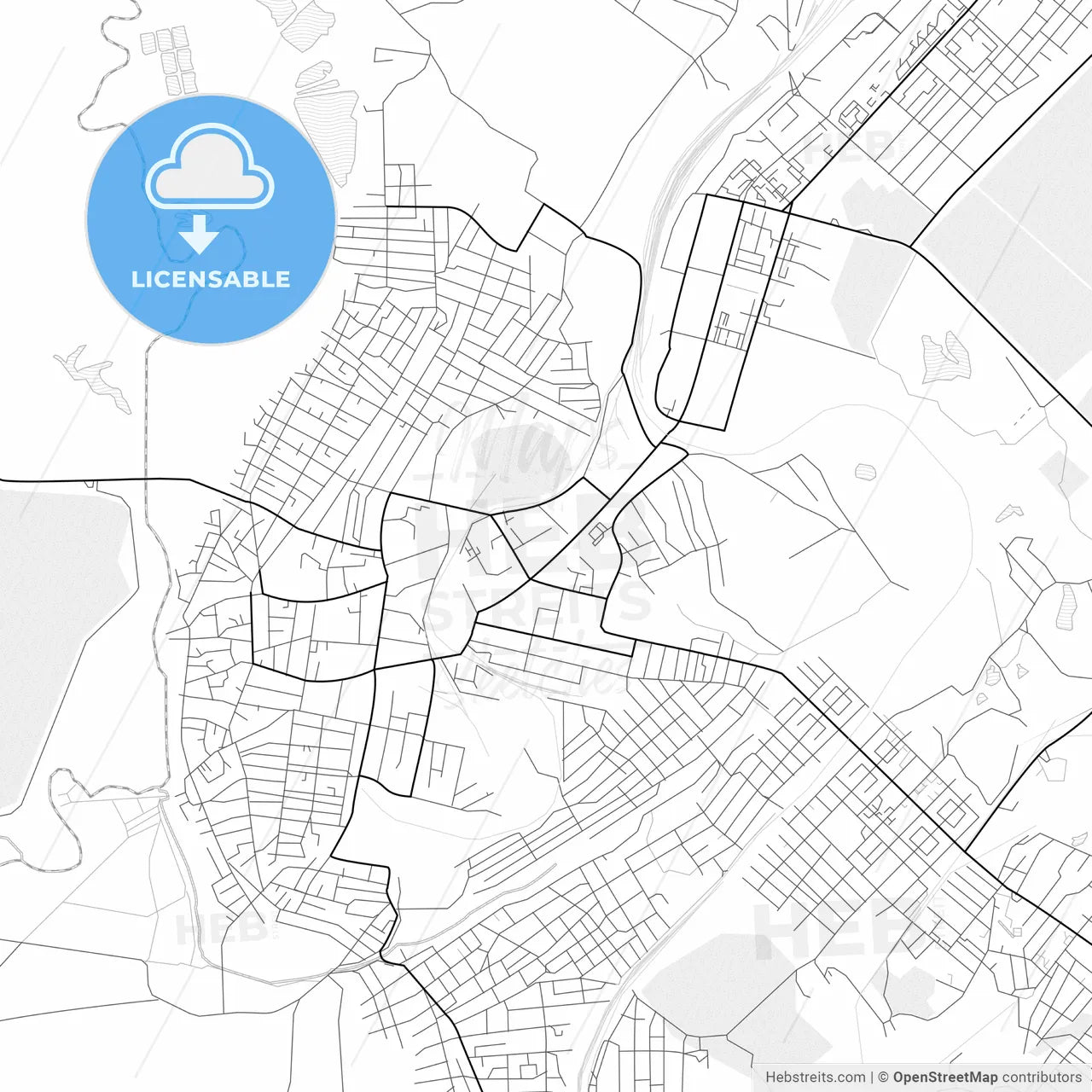 Vector PDF map of Leninsk-Kuznetsky, Russia