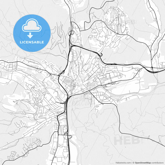 Vector PDF map of Banská Bystrica, Slovakia
