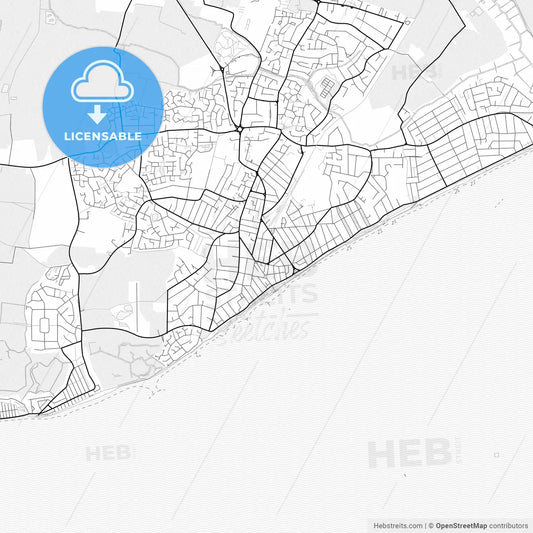 Vector PDF map of Clacton-on-Sea, England