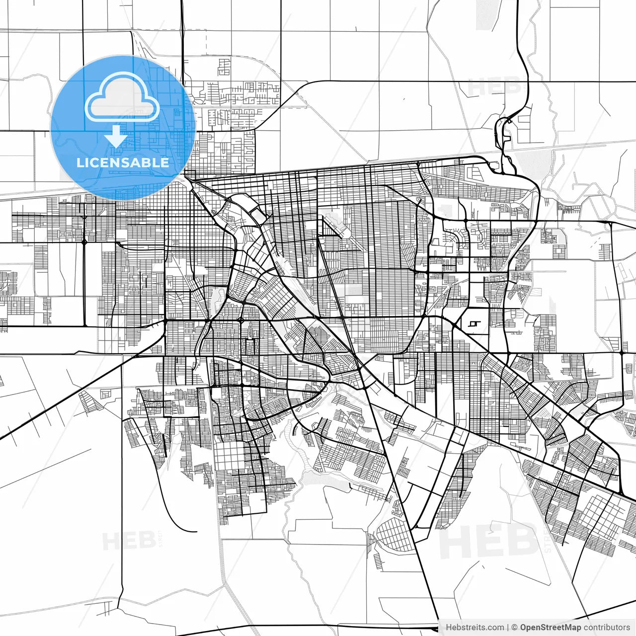 Vector PDF map of Mexicali, Mexico