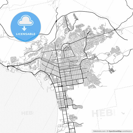 Vector PDF map of Ensenada, Mexico
