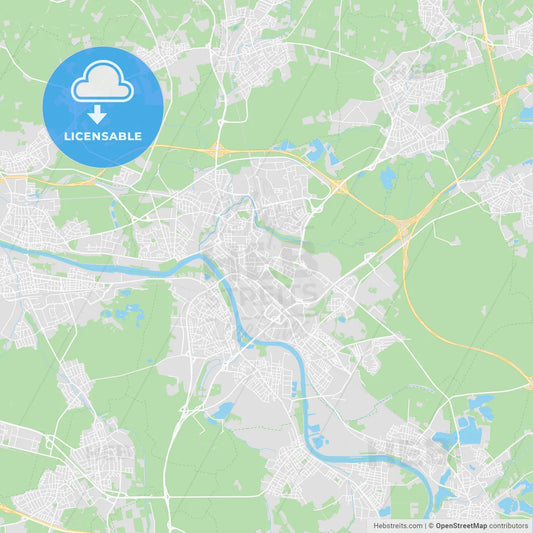 Hanau, Germany printable street map