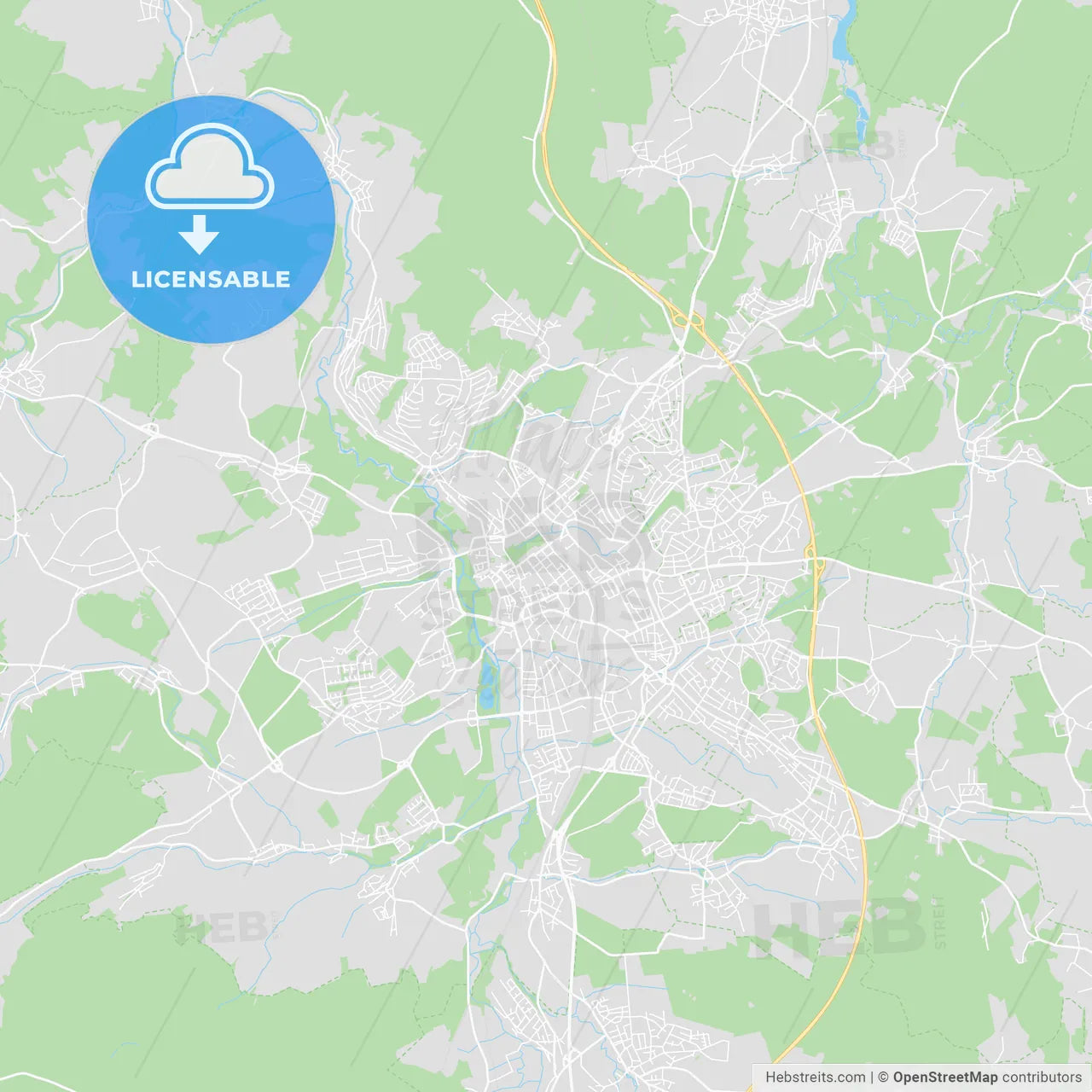 Fulda, Germany printable street map