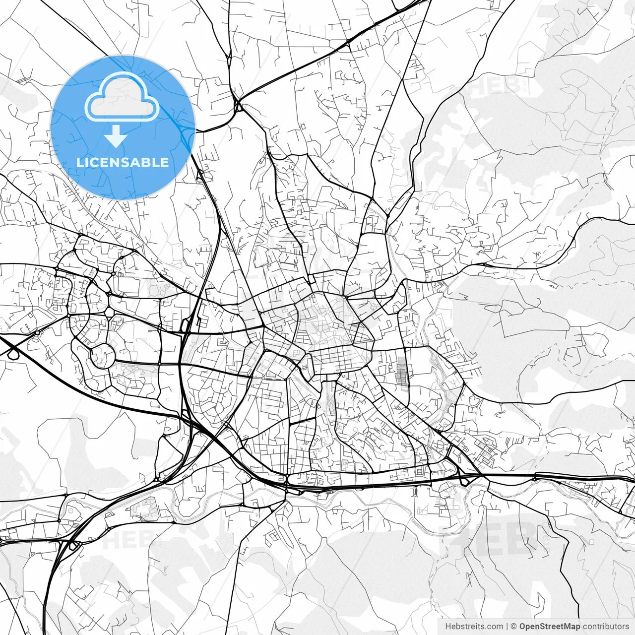 Vector PDF map of Aix-en-Provence, France