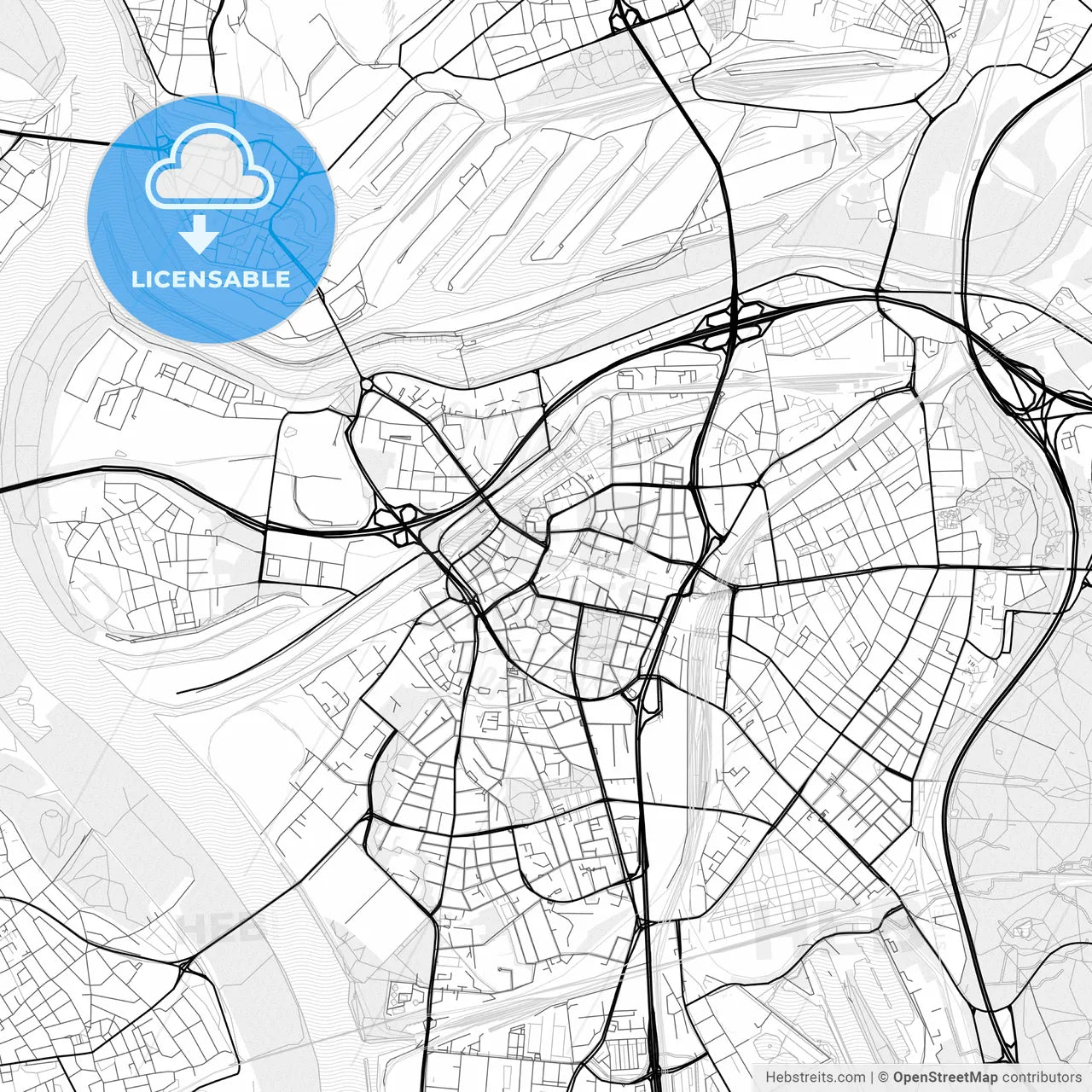 Vector PDF map of Duisburg, Germany