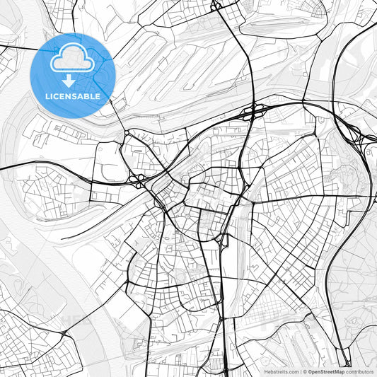 Vector PDF map of Duisburg, Germany