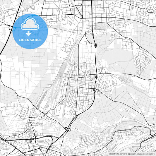 Vector PDF map of Kornwestheim, Germany