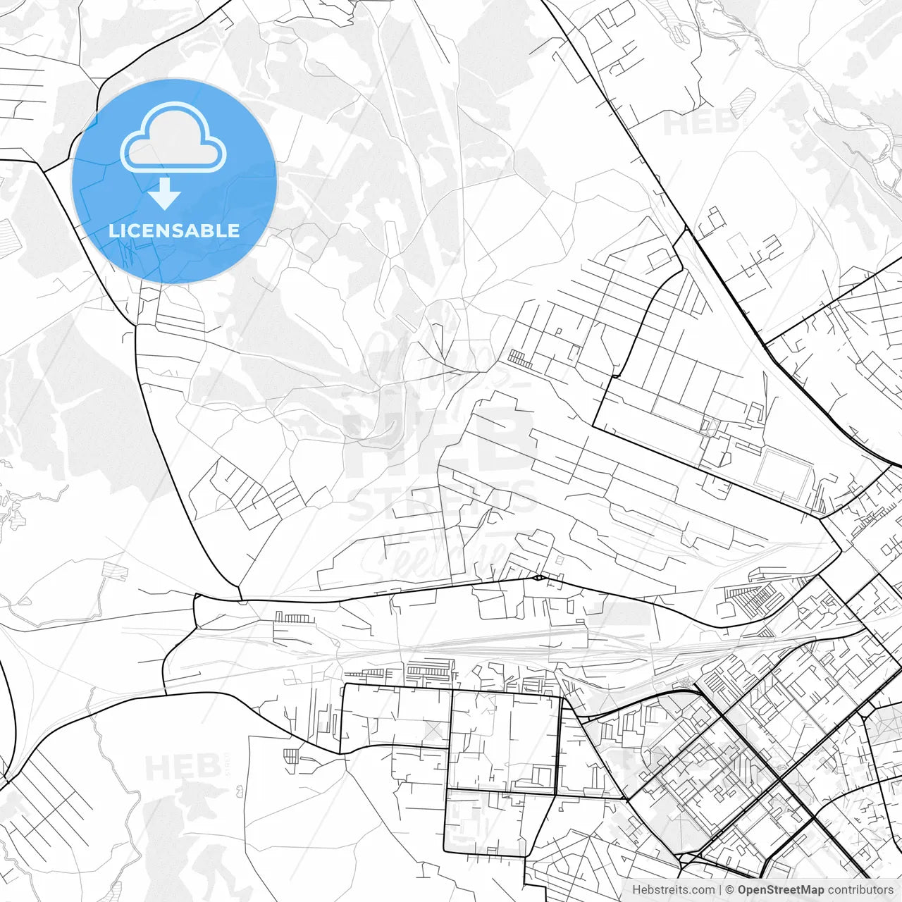Vector PDF map of Komsomolsk-on-Amur, Russia