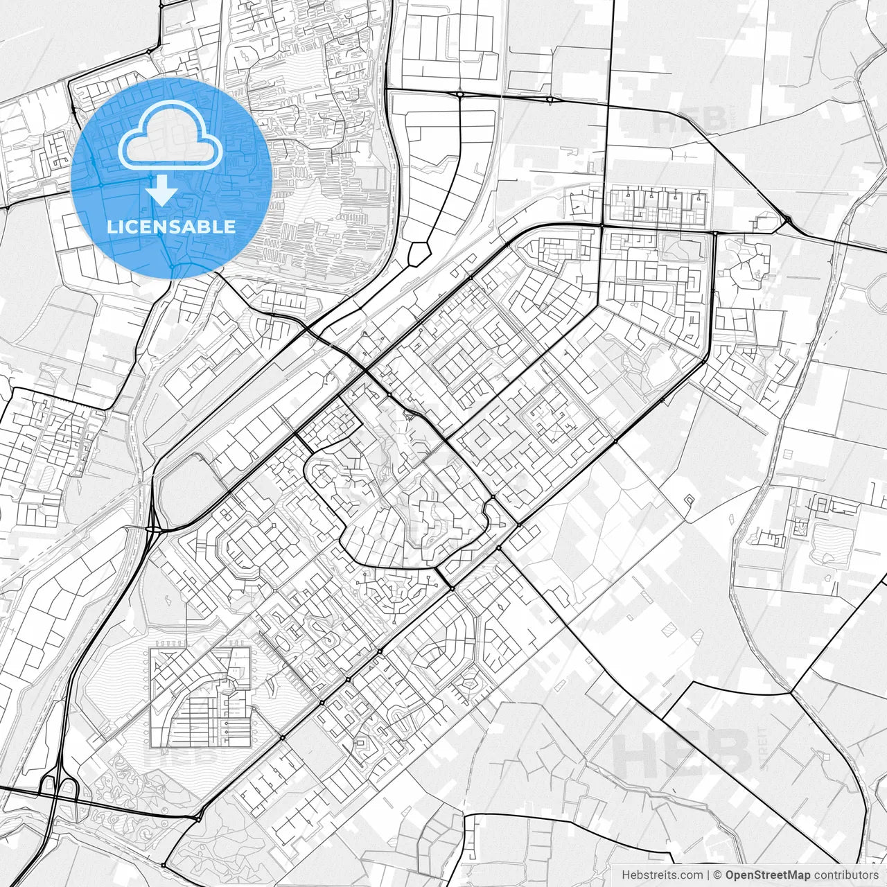 Vector PDF map of Heerhugowaard, Netherlands