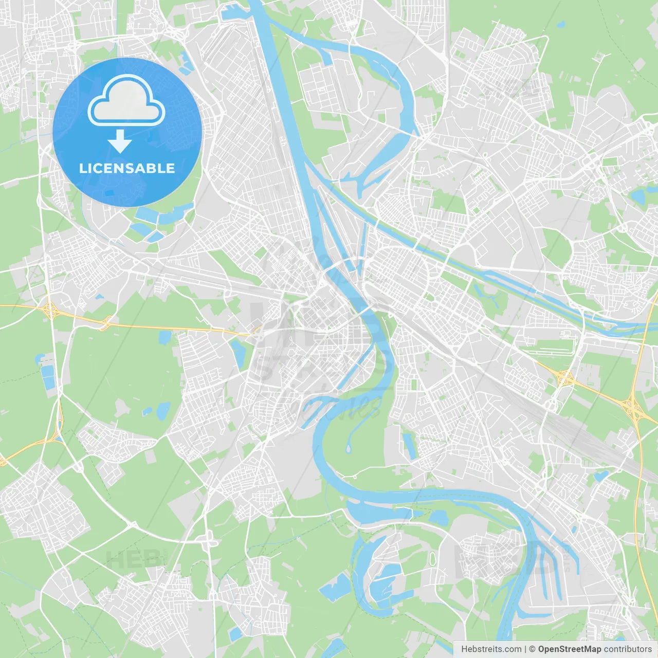 Ludwigshafen, Germany printable street map