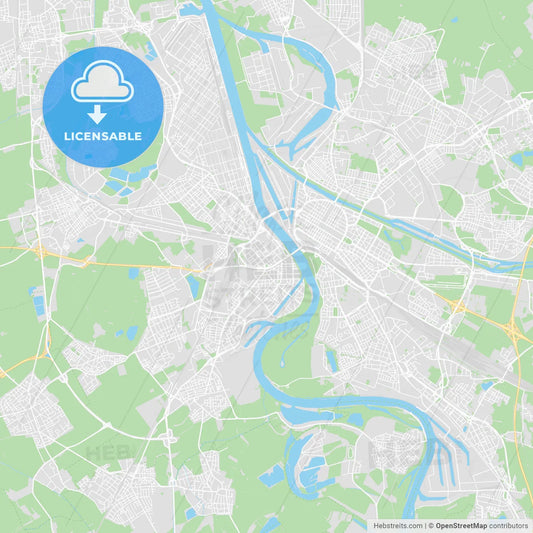 Ludwigshafen, Germany printable street map