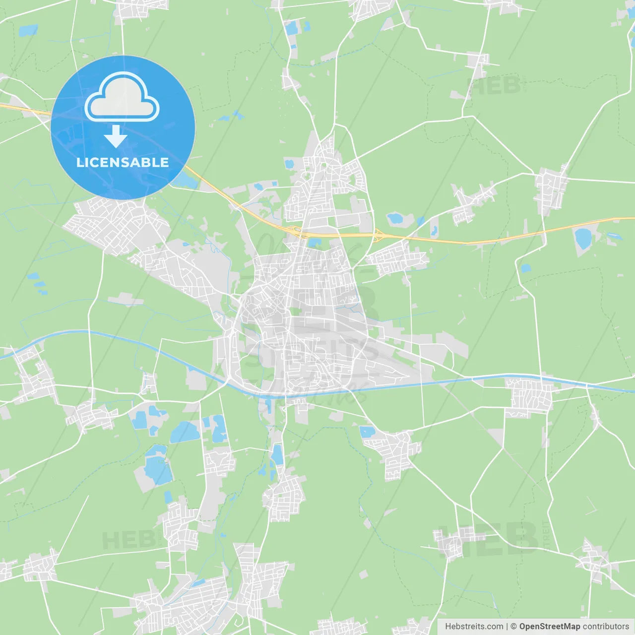 Peine, Germany printable street map