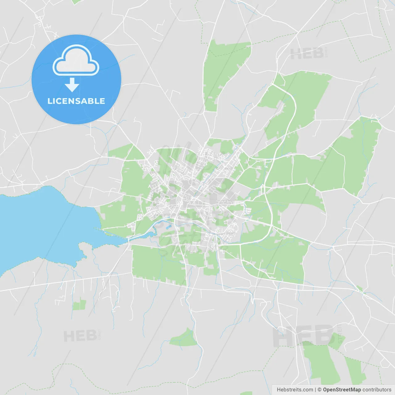 Tralee, Ireland printable street map