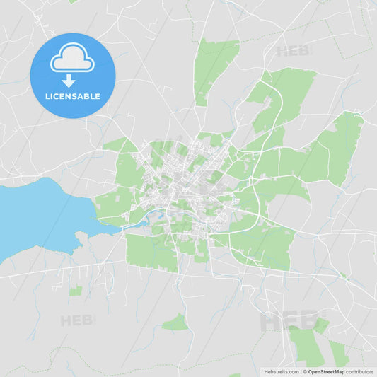 Tralee, Ireland printable street map