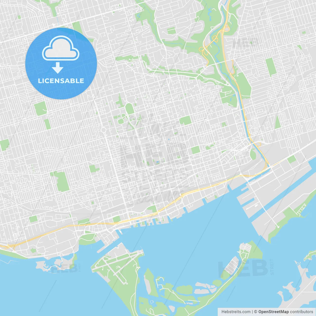 Printable map of Toronto, Canada