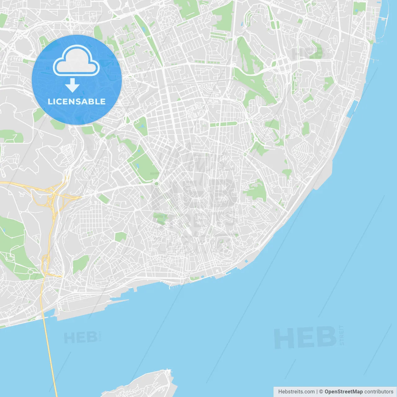 Printable map of Lisbon, Portugal