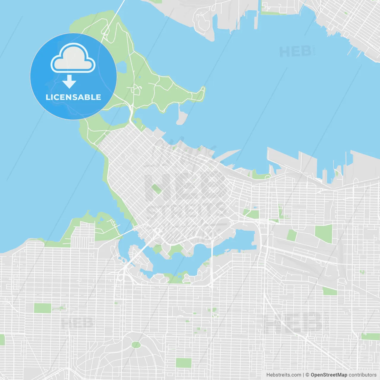 Printable map of Vancouver, Canada