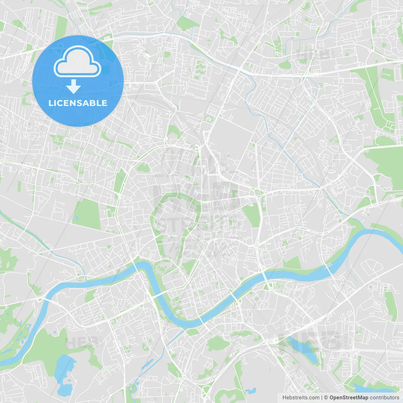 Printable map of Krakow, Poland