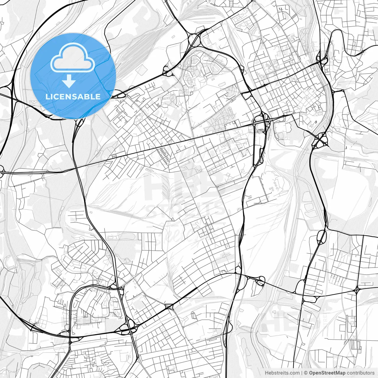 Vector PDF map of Ostrava, Czechia