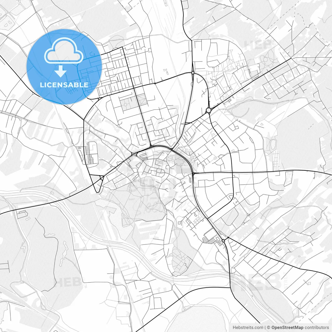 Vector PDF map of Karviná, Czechia