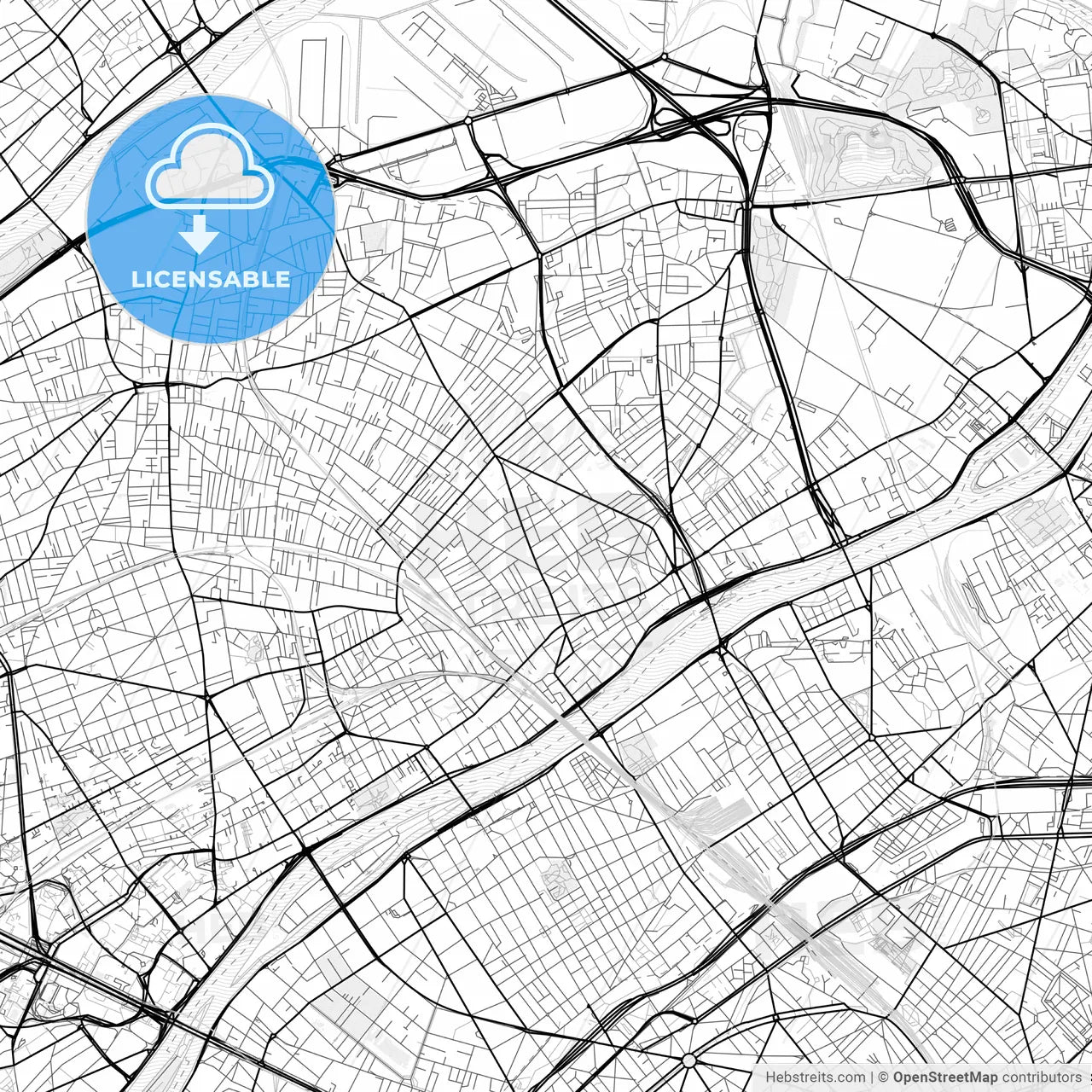 Vector PDF map of Asnières-sur-Seine, France