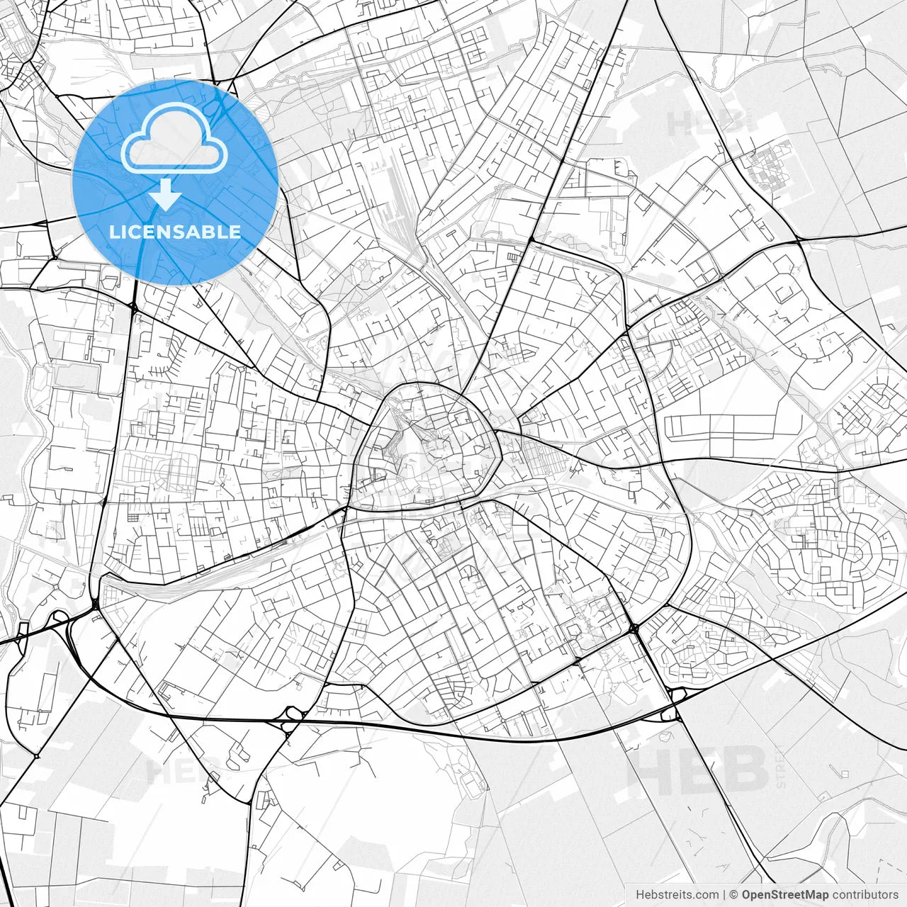 Vector PDF map of Paderborn, Germany
