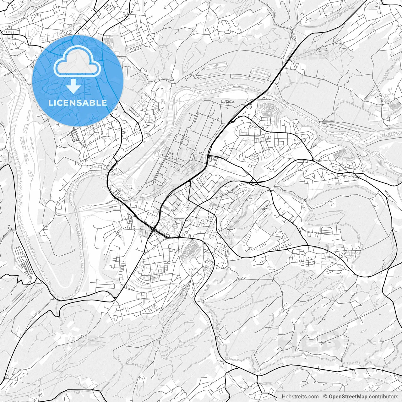 Vector PDF map of Hattingen, Germany
