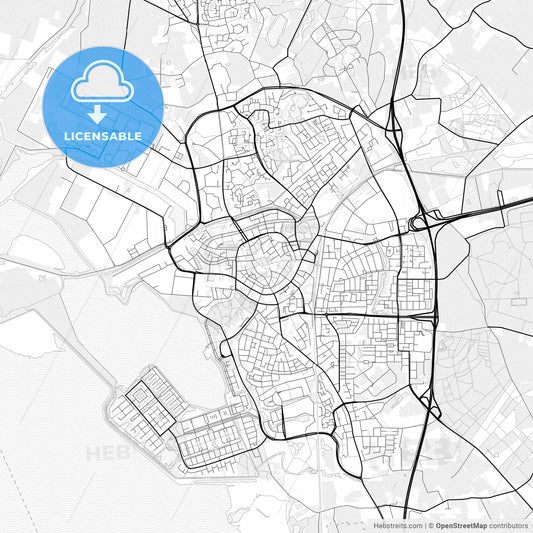 Vector PDF map of Bergen op Zoom, Netherlands