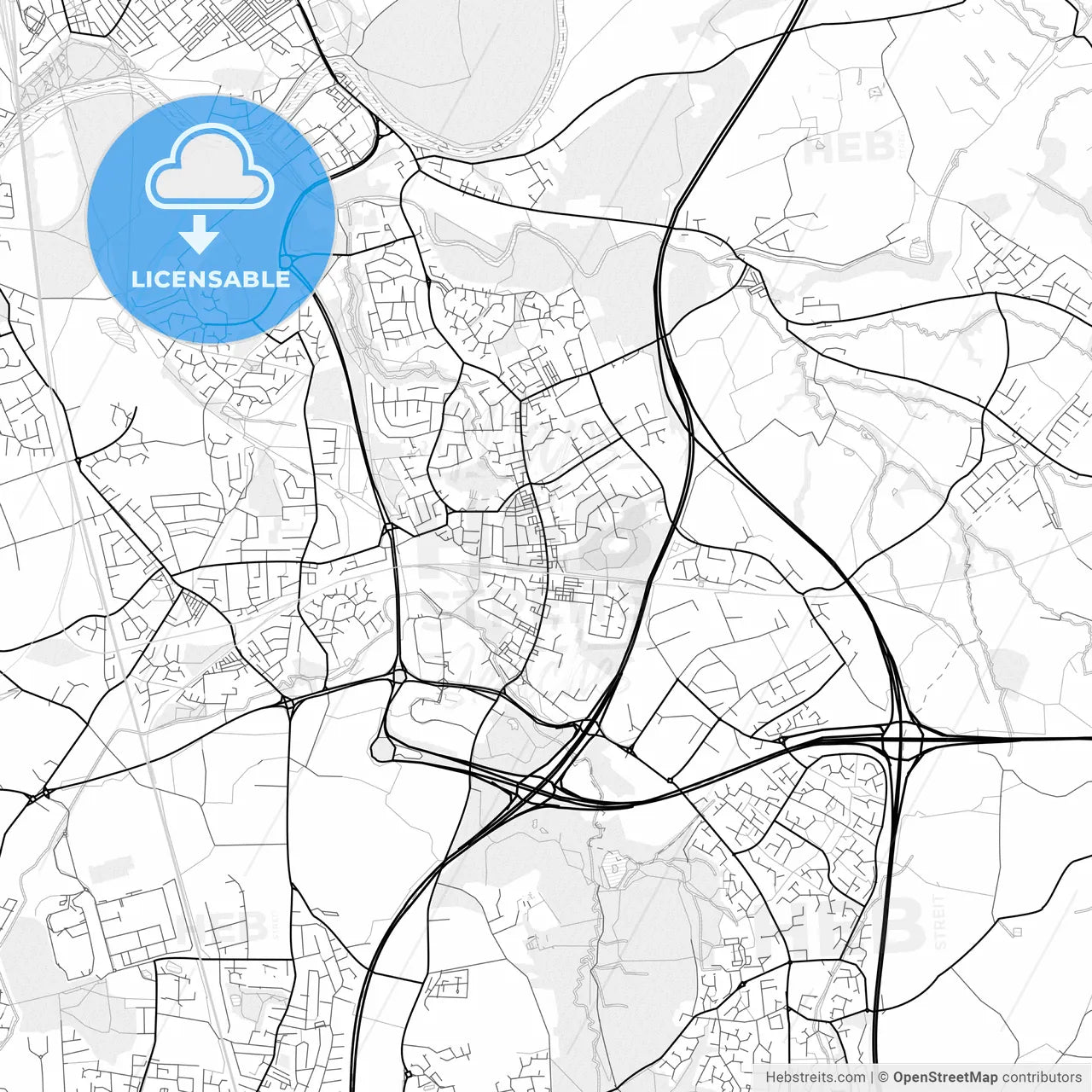 Vector PDF map of Bamber Bridge, England