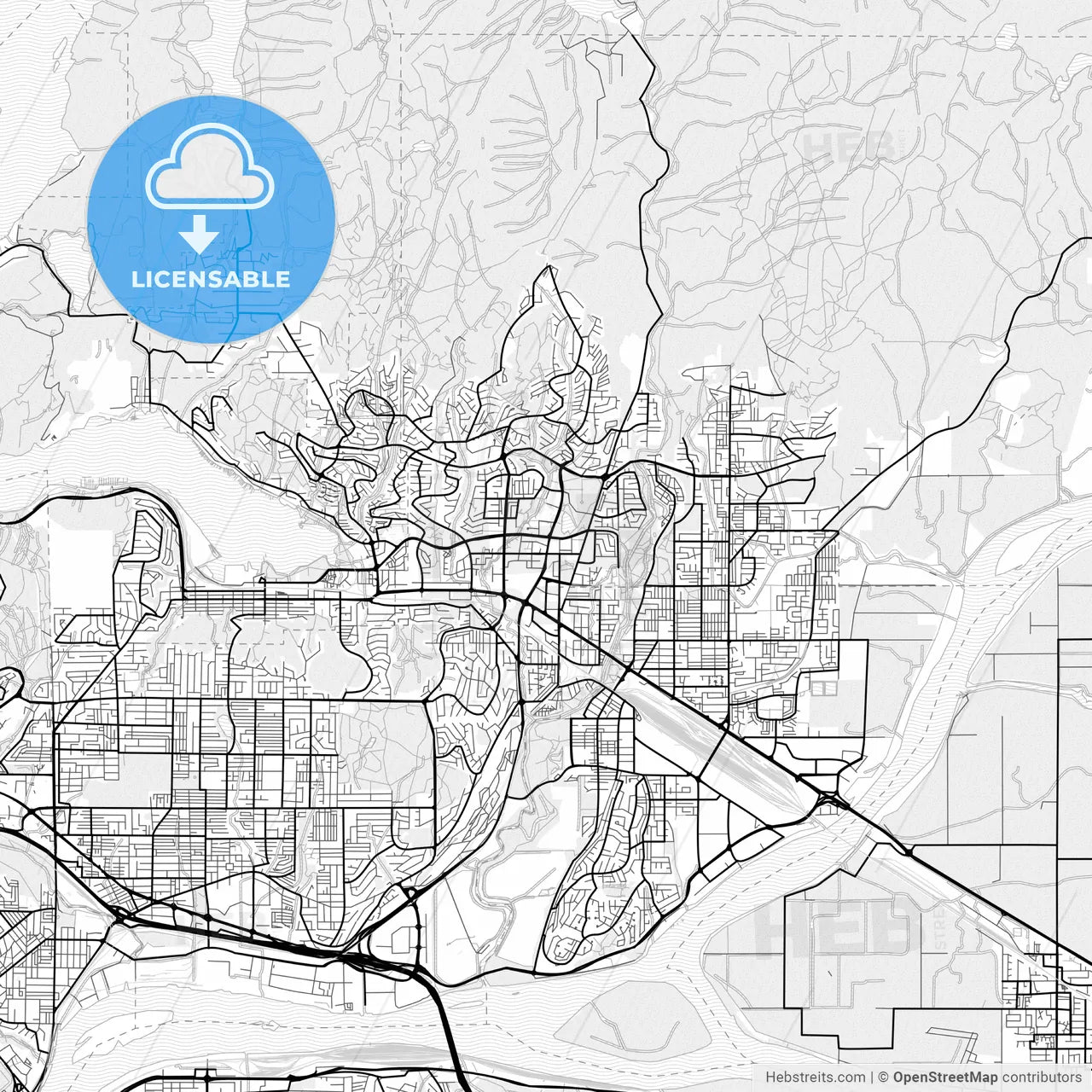 Vector PDF map of Coquitlam, Canada