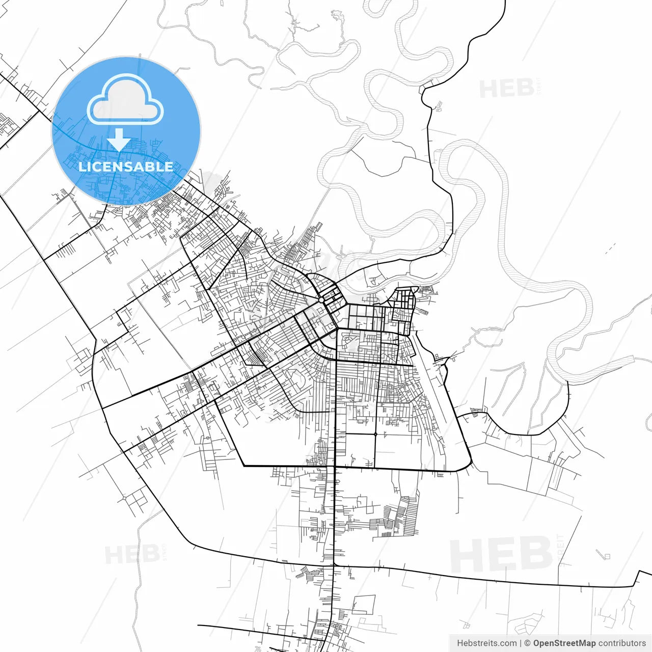Vector PDF map of Palangka Raya, Indonesia