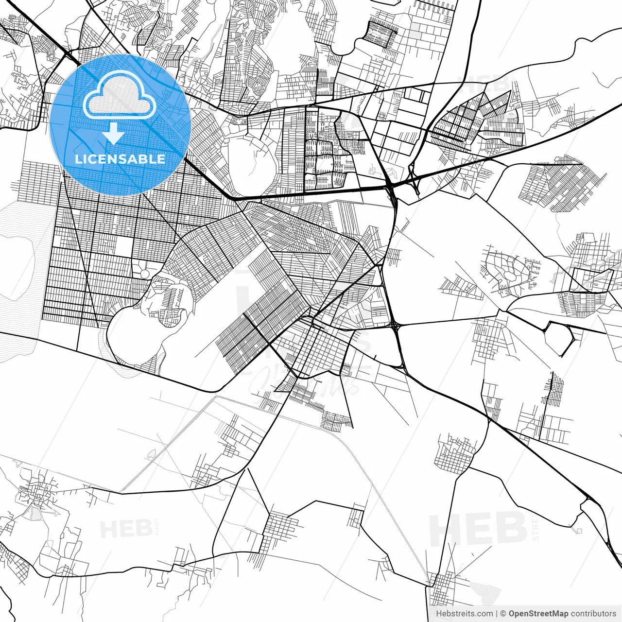Vector PDF map of Chalco de Díaz Covarrubias, Mexico