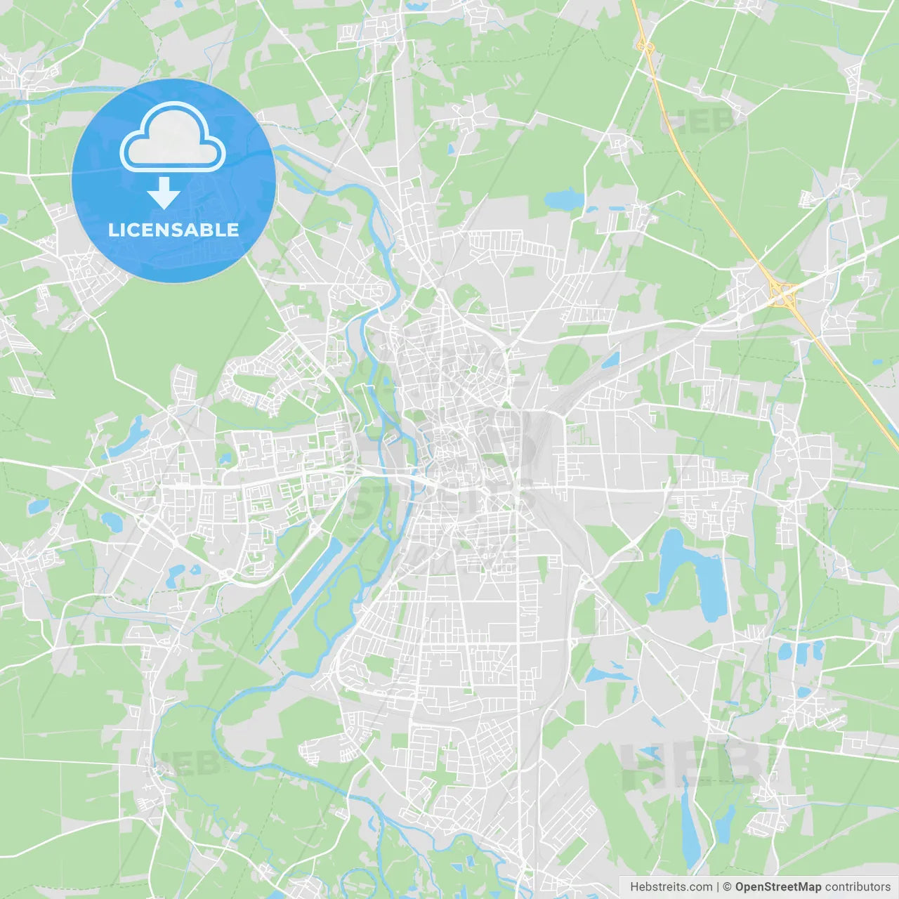 Halle (Saale), Germany printable street map