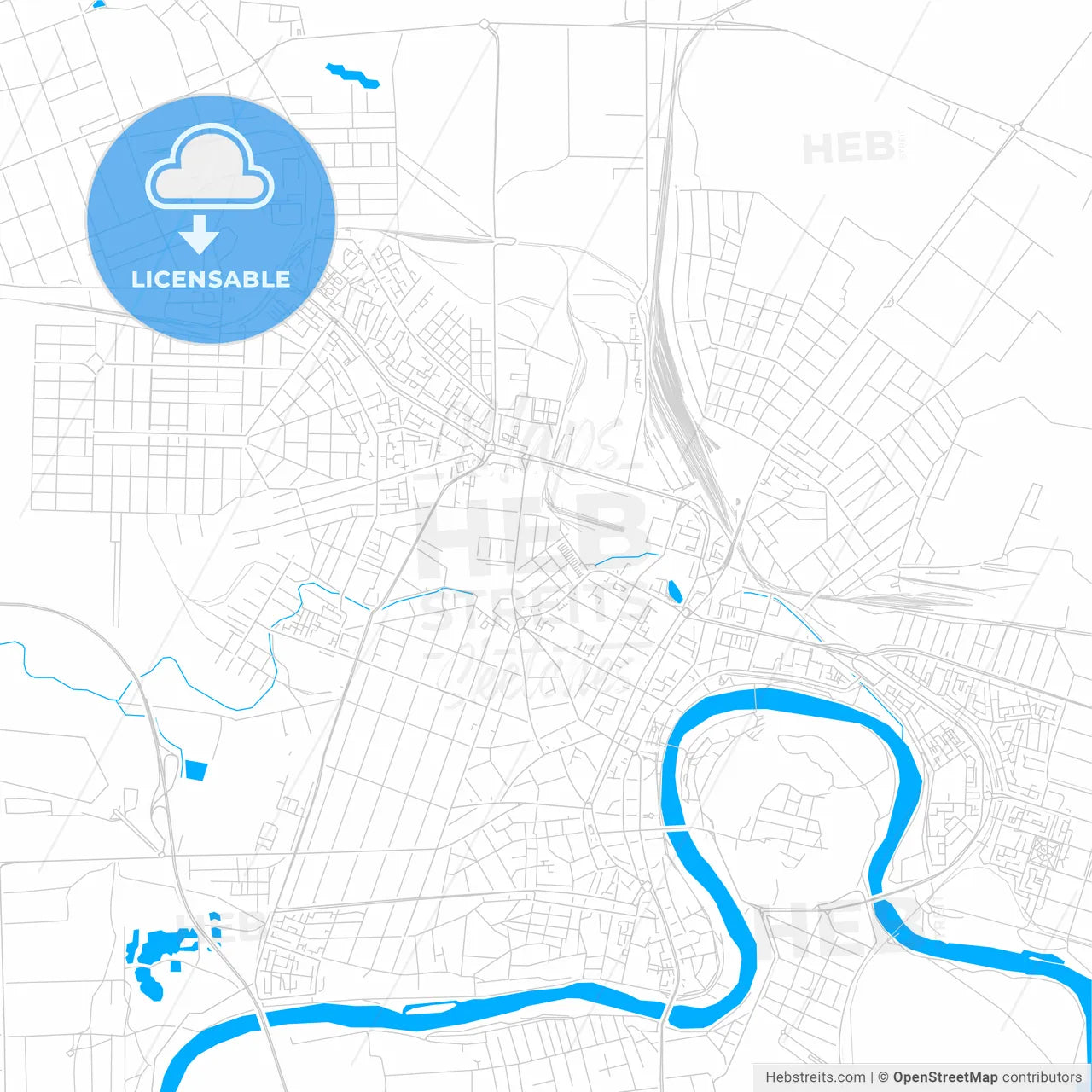 Arad, Romania bright two-toned vector map