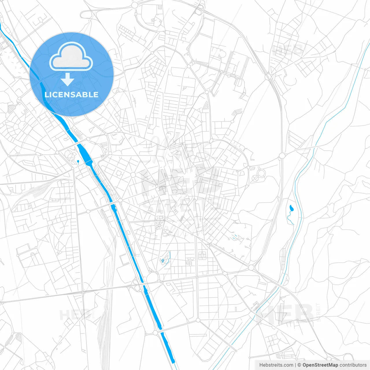 León, Spain bright two-toned vector map