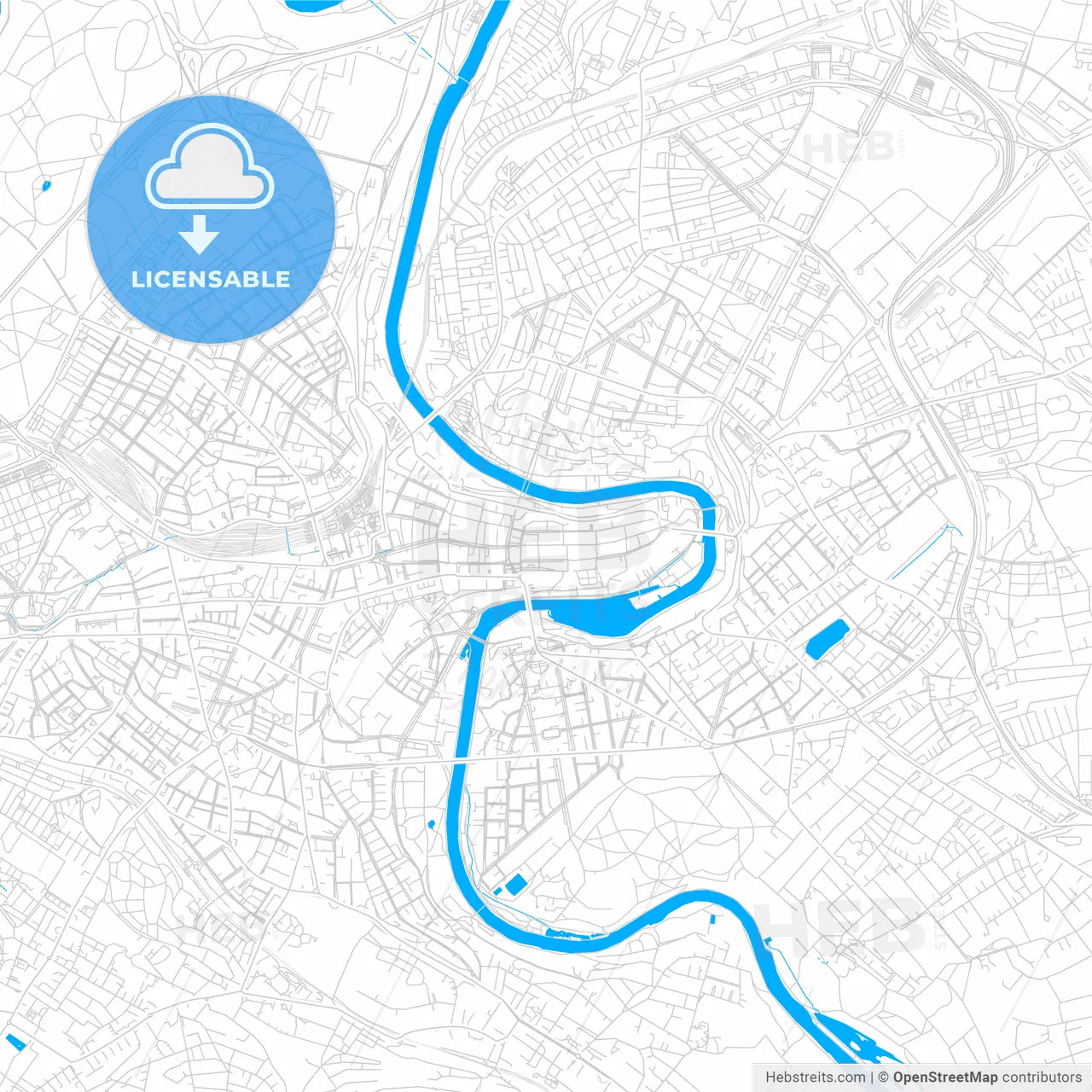 Bern, Switzerland bright two-toned vector map
