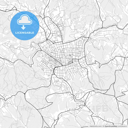 Vector PDF map of Jablonec nad Nisou, Czechia
