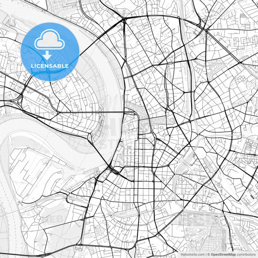 Vector PDF map of Düsseldorf, Germany