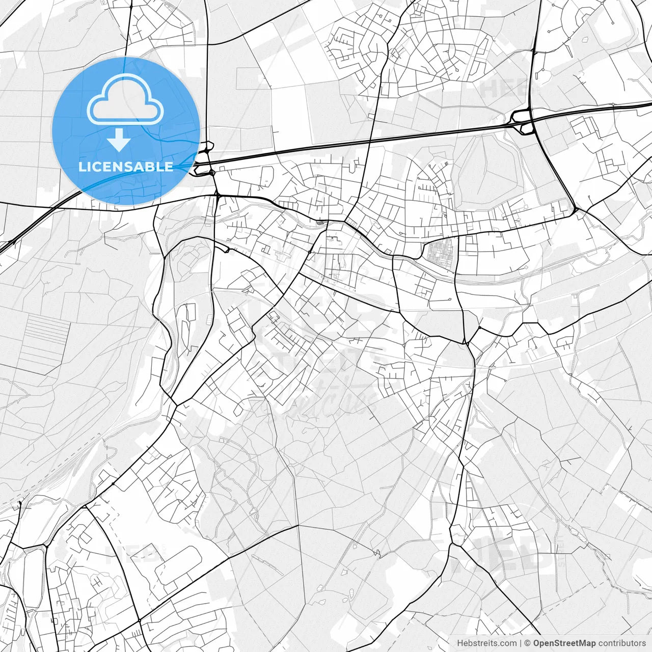 Vector PDF map of Eschweiler, Germany