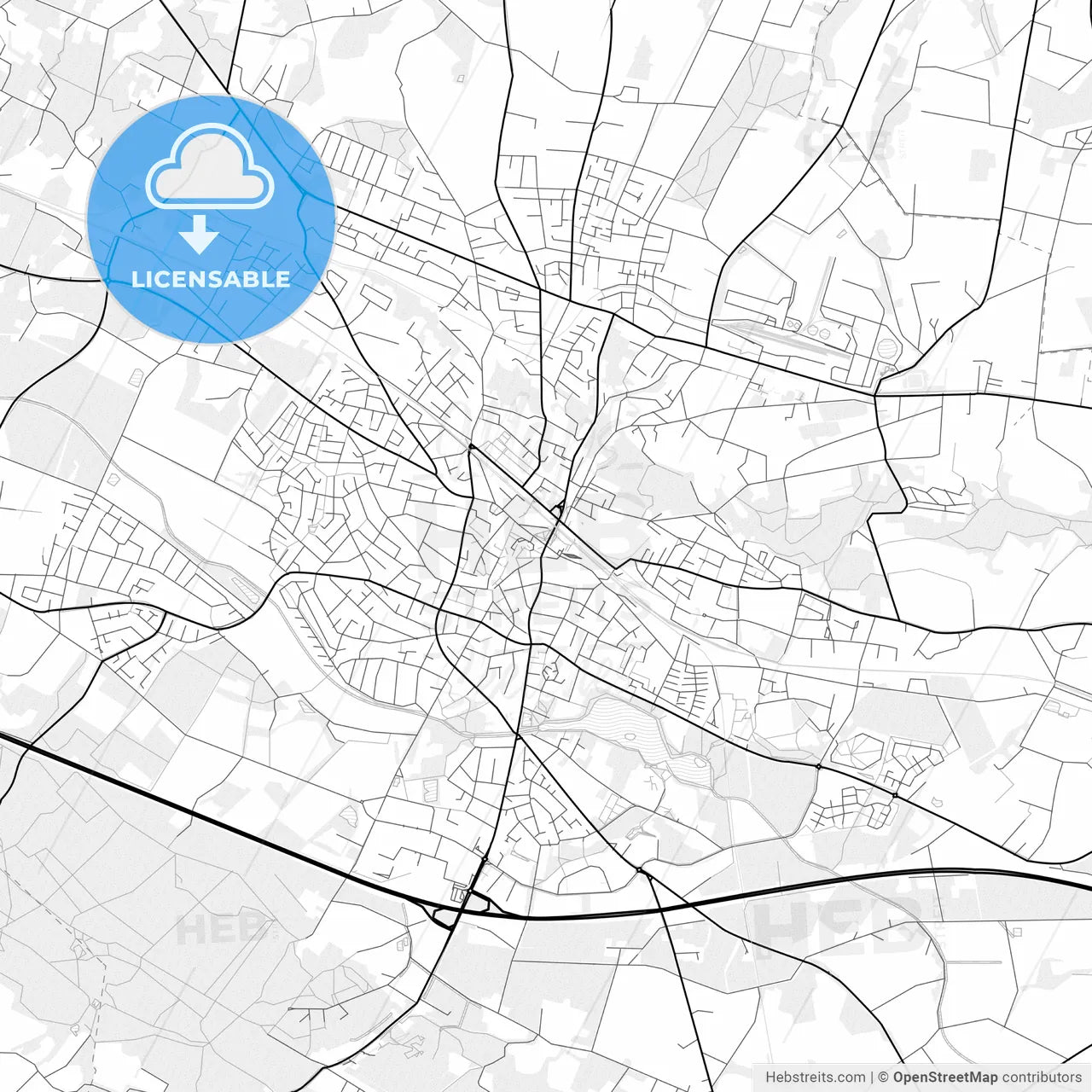 Vector PDF map of Ibbenburen, Germany