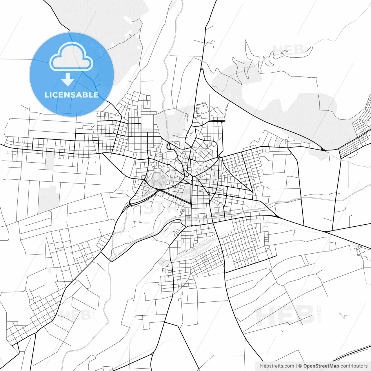 Vector PDF map of Drama, Greece