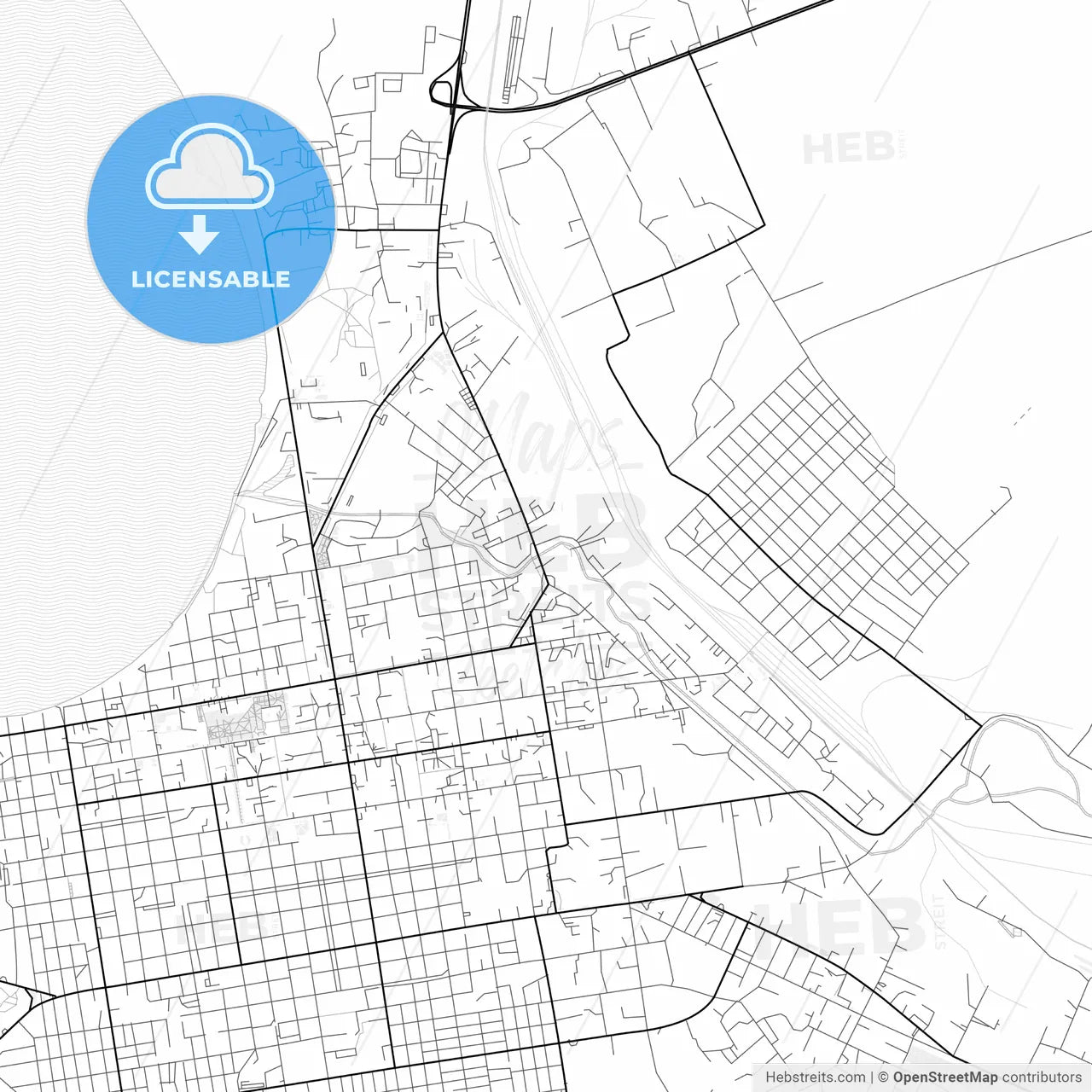 Vector PDF map of Kokshetau, Kazakhstan