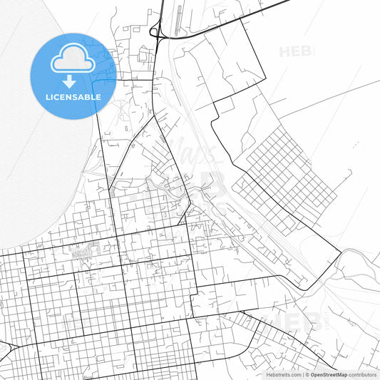 Vector PDF map of Kokshetau, Kazakhstan