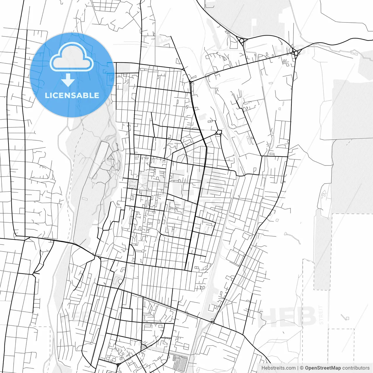 Vector PDF map of Cherkessk, Russia