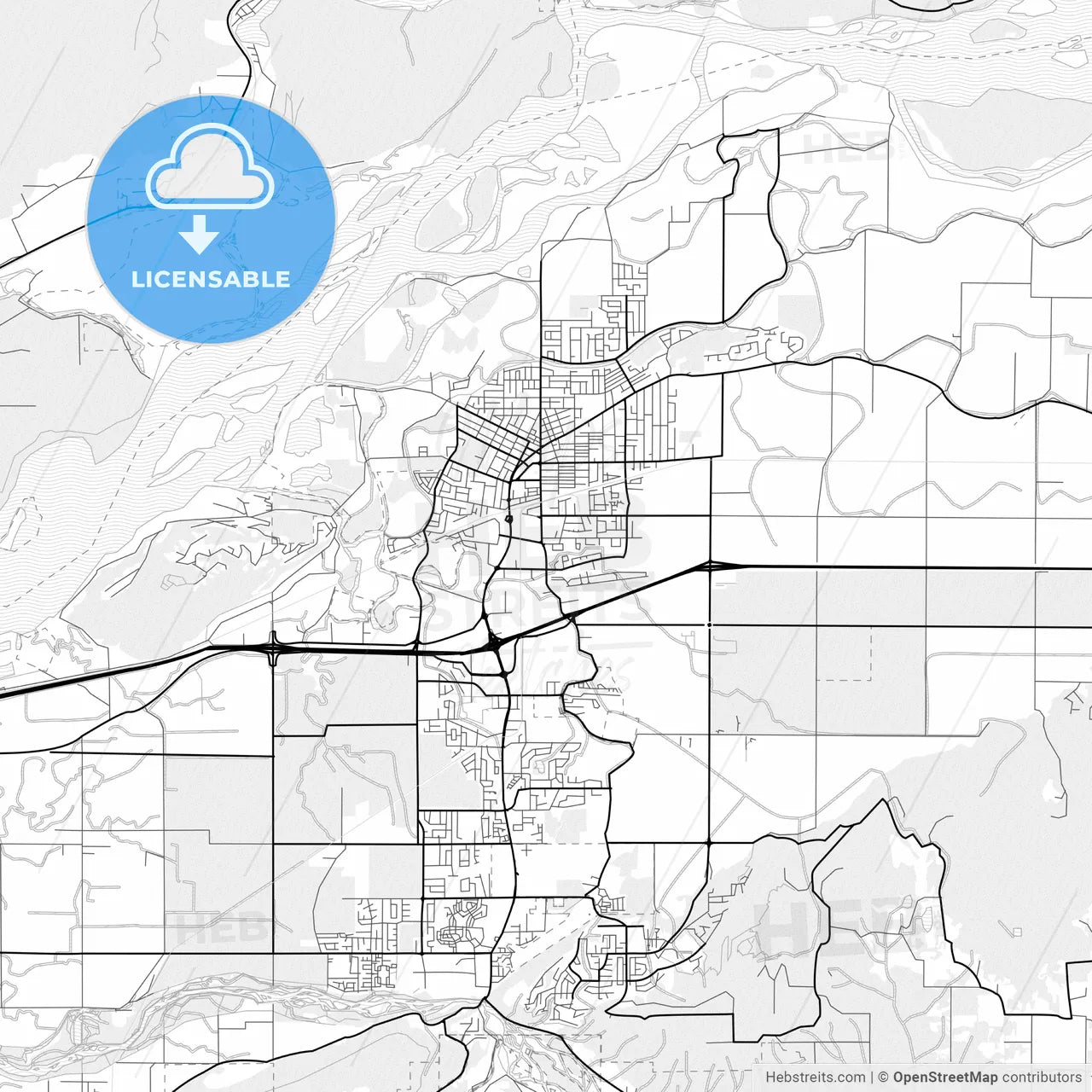 Vector PDF map of Chilliwack, Canada