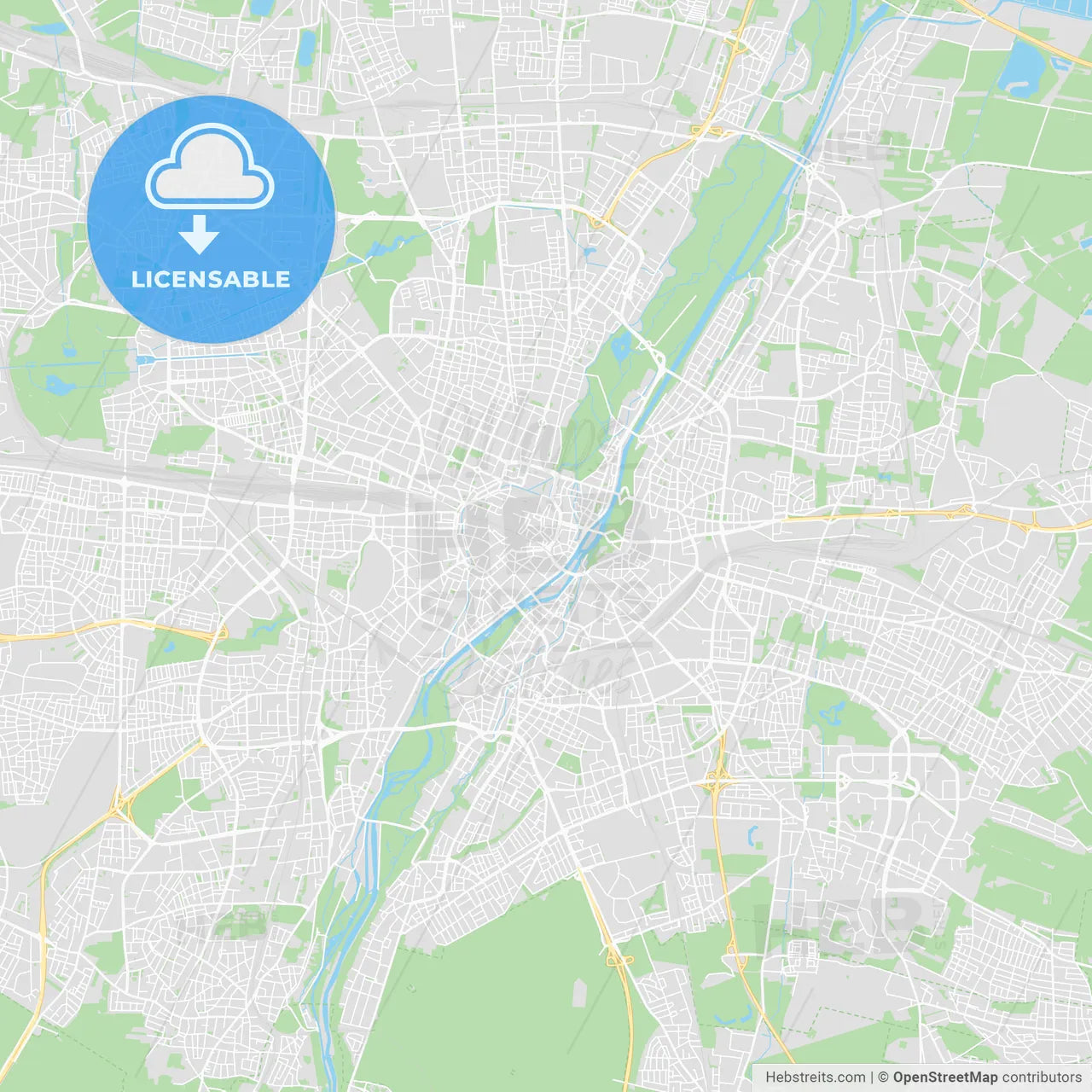 Munich, Germany printable street map