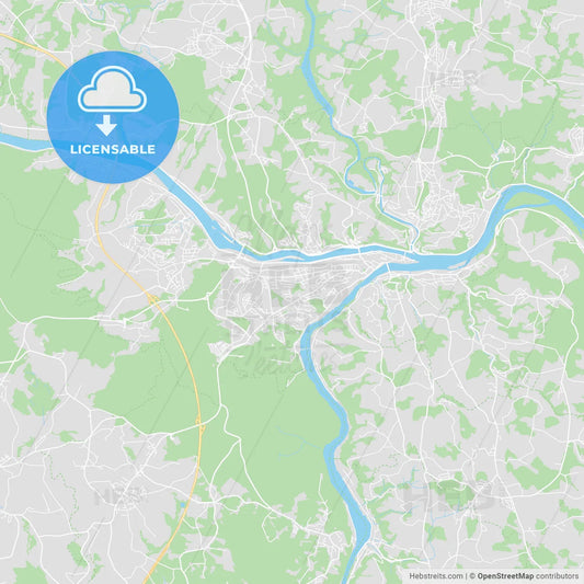 Passau, Germany printable street map