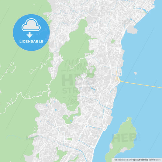 Printable map of Penang Island, Malaysia
