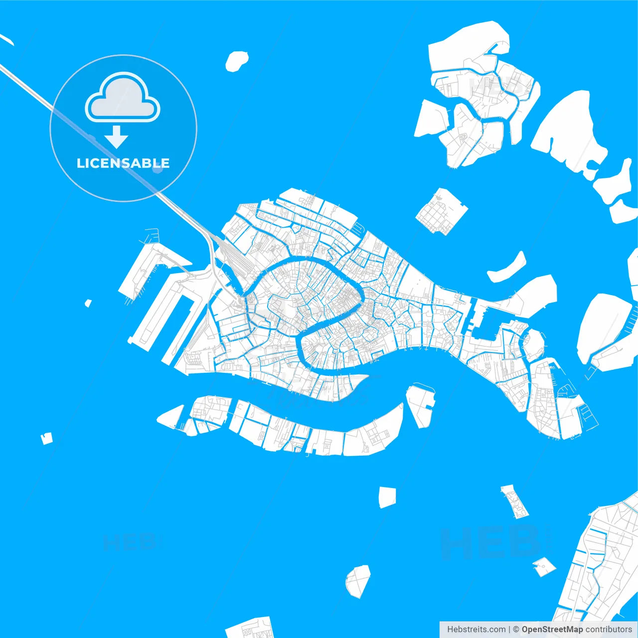 Venice, Italy bright two-toned vector map